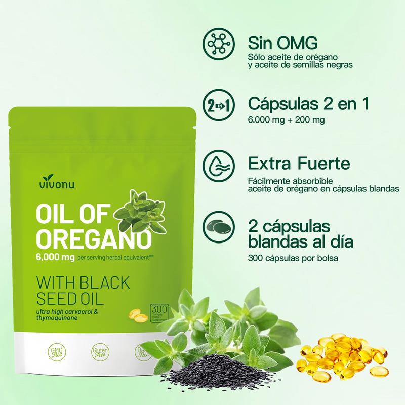 🌿 Cápsulas de Aceite de Orégano + Aceite de Nuez Negra
