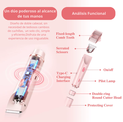 SILKATRIM - Mini afeitadoras eléctricas de doble cabezal - Recortadora de bikini impermeable