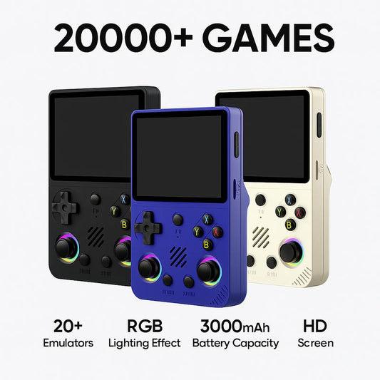 Consola de videojuegos portátil Retro Pro (luz RGB), más de 20000 juegos, sistema Linux, pantalla IPS de 3,5 inch, consola de juegos inalámbrica de bolsillo portátil, consola de juegos recargable para el hogar, dispositivo de carga