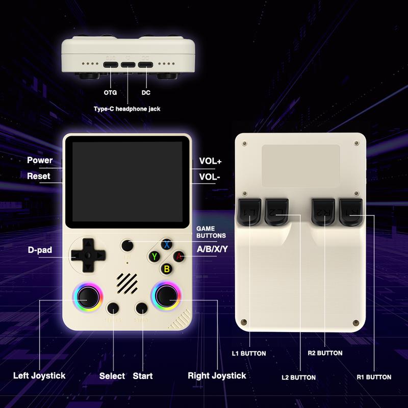 Consola de videojuegos portátil Retro Pro (luz RGB), más de 20000 juegos, sistema Linux, pantalla IPS de 3,5 inch, consola de juegos inalámbrica de bolsillo portátil, consola de juegos recargable para el hogar, dispositivo de carga