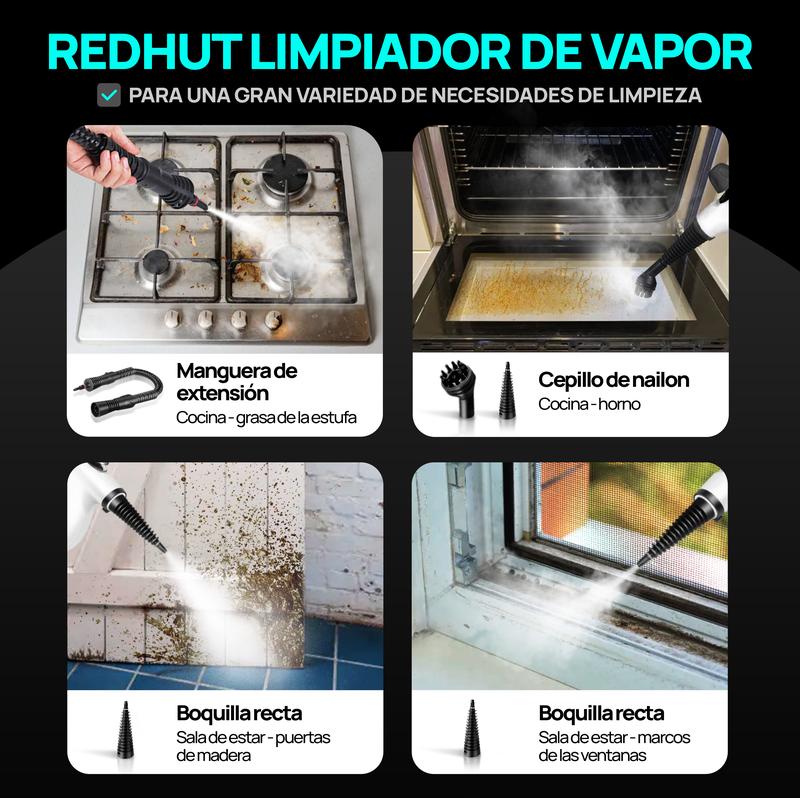 Limpiador a vapor portátil con 12 accesorios, limpieza profunda para cocina, baño, hogar y automóvil