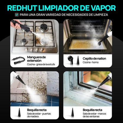 Limpiador a vapor portátil con 12 accesorios, limpieza profunda para cocina, baño, hogar y automóvil