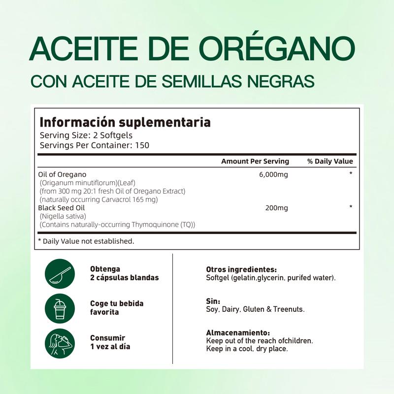🌿 Cápsulas de Aceite de Orégano + Aceite de Nuez Negra
