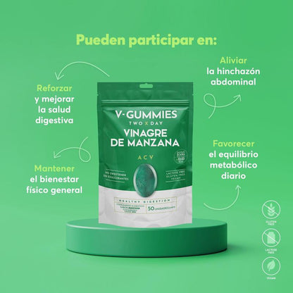 V-Gummies - Vinagre de Manzana - Gominolas para Salud Digestiva 🌿